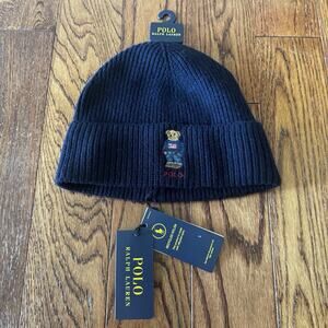 Polo Ralph Lauren Beanie Hat Embroidered Logo American Flag Bear NWT New PC1419